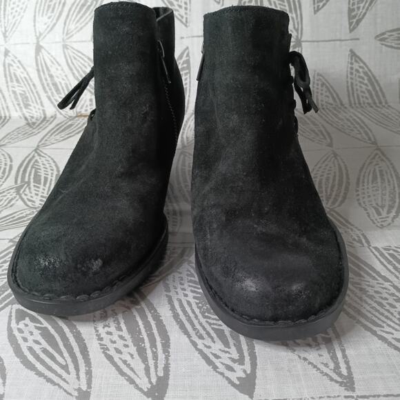 Born Lace Up Suede Boots Distressed Black Western Boho - Picture 3 of 8